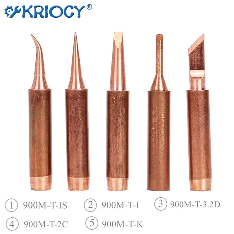 5pcs Pure Copper Lead-Free 900M-T-K Soldering Iron Tip Soldering Iron Tip For Soldering Rework Station Soldering Tools