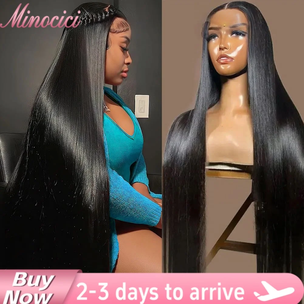 

HD Transparent 13x4 13x6 Bone Straight Lace Front Wig Natural Pre Plucked Lace Frontal Wig Human Hair Wigs For Women 200 Density