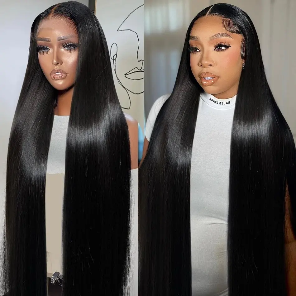 Rosabeauty 13x6 Straight Lace Front Wig Human Hair 40 Inch 13X4 Frontal Glueless Ready to Wear Wigs 250% For Women