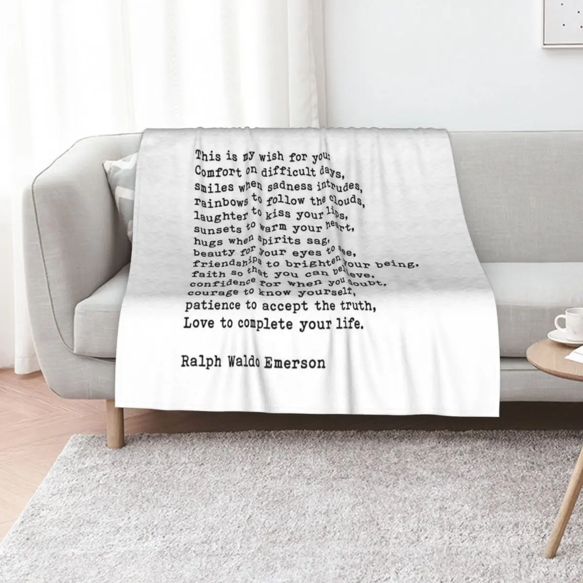

This Is My Wish For You, Ralph Waldo Emerson Quote Throw Blanket Beach Travel Quilt bed plaid Blankets