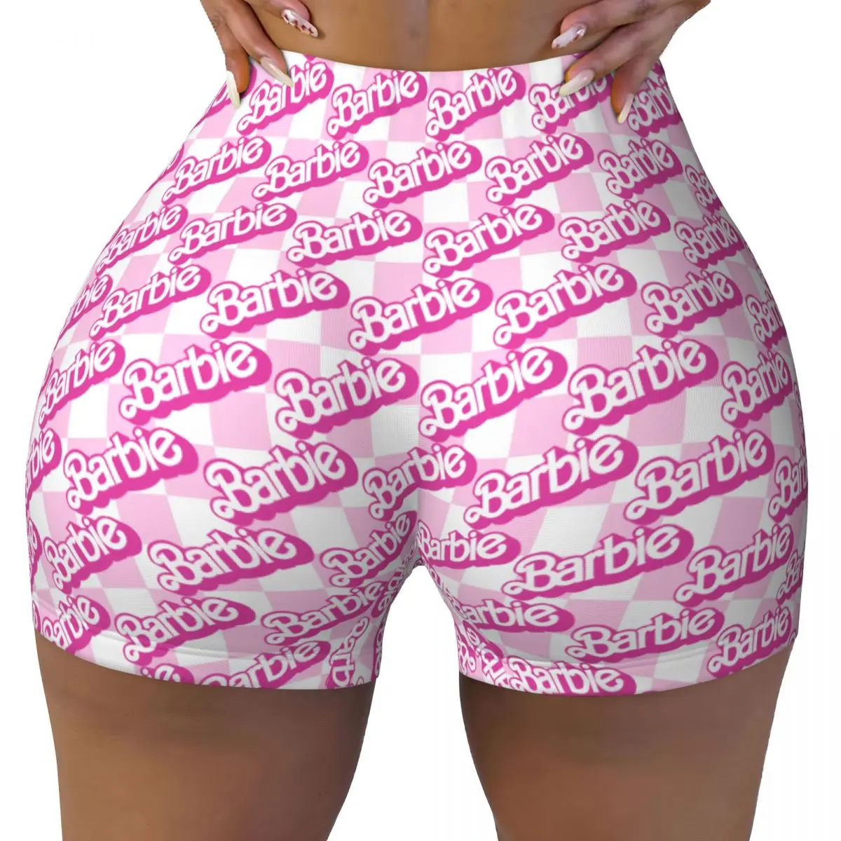 Custom Barbie Logo Volleyball Biker Gym Shorts Women's Athletic Workout Yoga Shorts