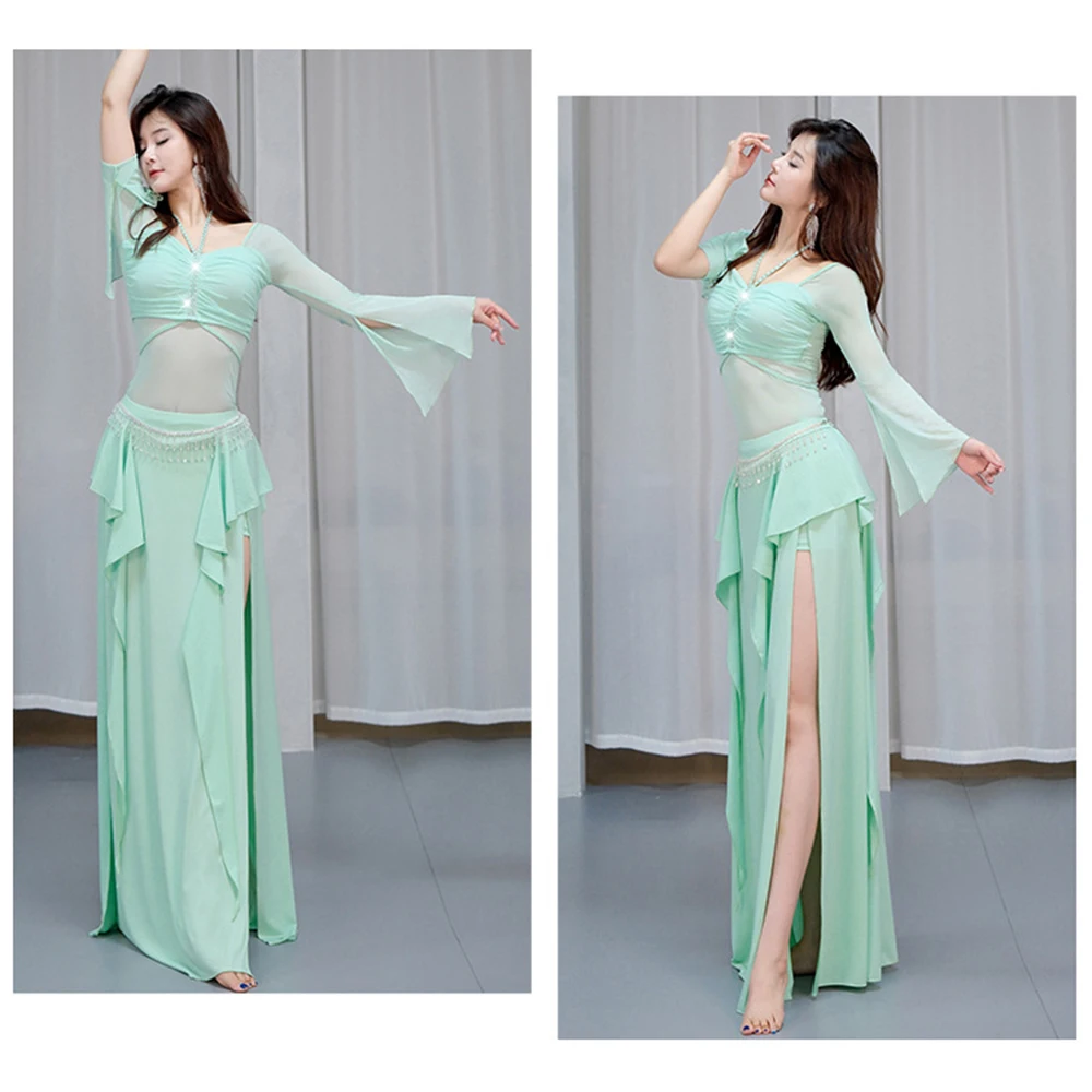 

2PC/3PC Set Belly Dance Costumes Sexy Top and Long Skirt Wearing Outfit for Women Stage Performance Dancing Practice Clothes
