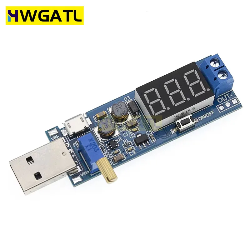 HWGATL Boost Buck Converter USB Step UP / Down Power Supply Module DC-DC 5V to 3.3V / 12V Adjustable Out DC 1.2V-24V
