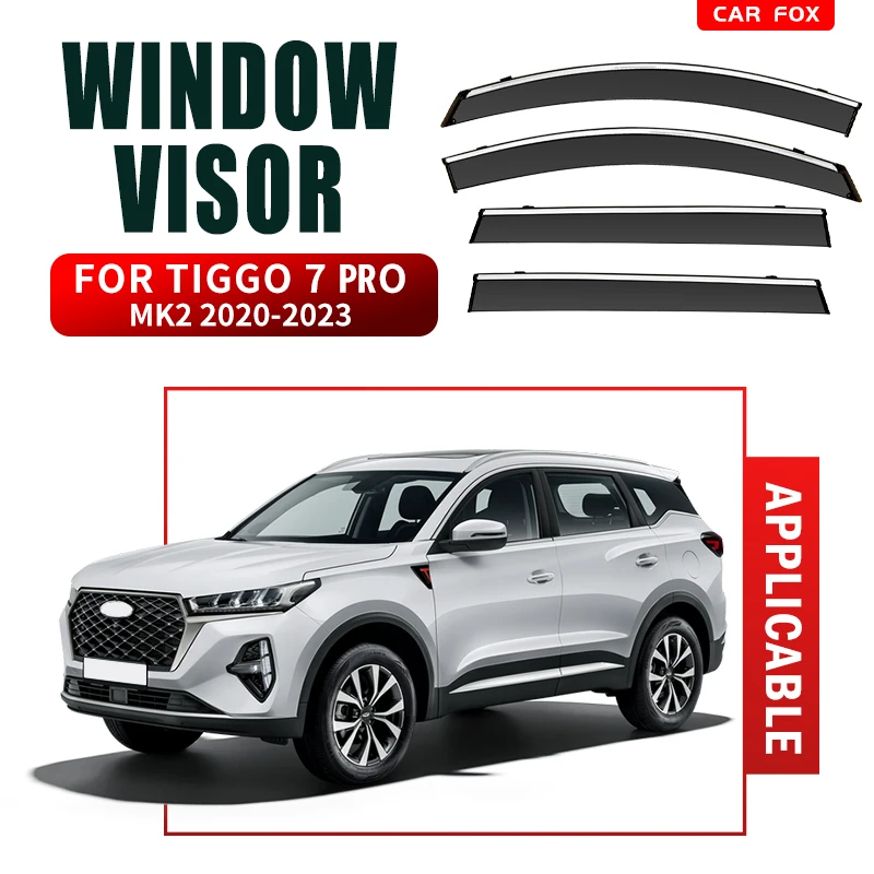 

For Fownix Gemini Tiggo 7 Pro 2016-2023 Plastic Window Visor Vent Shades Sun Rain Deflector Guard 4PCS/SE Tiggo 7 Pro 2016-2023