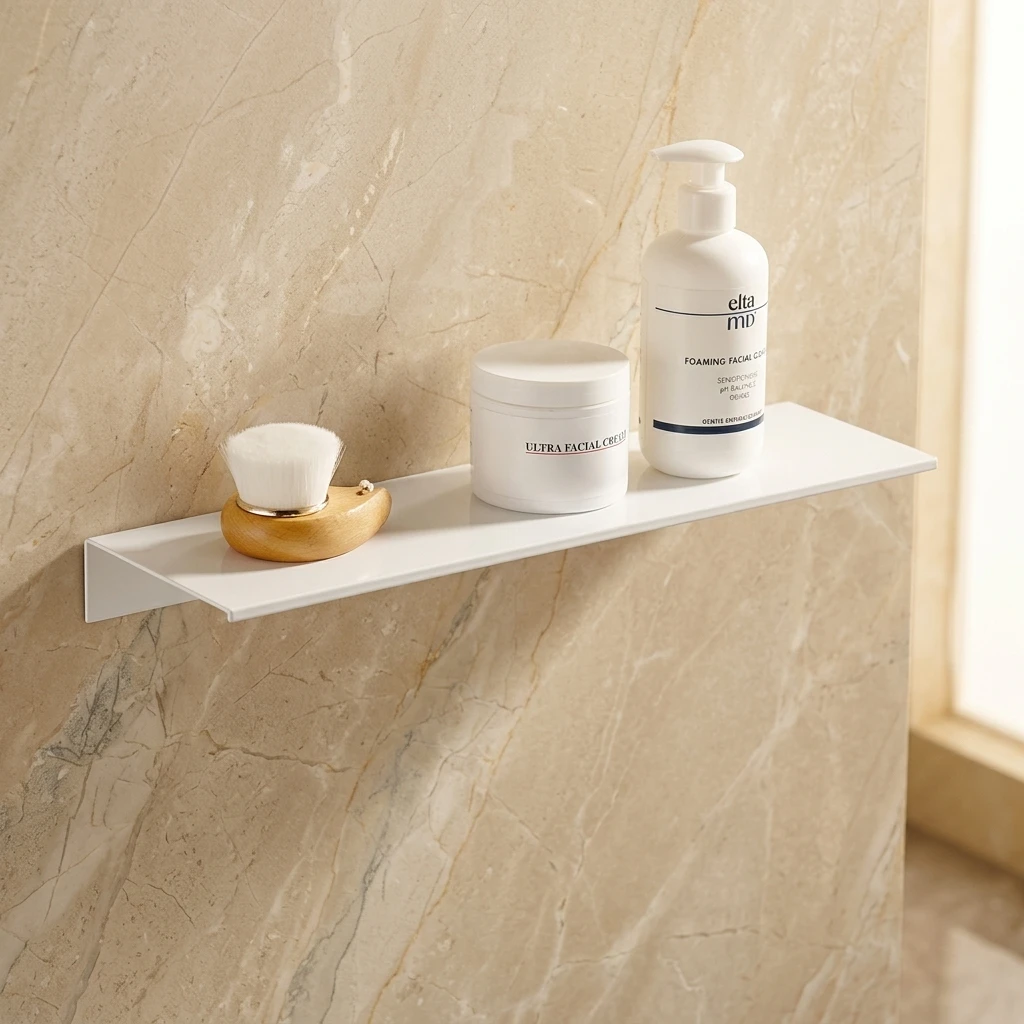 Nordic Square Floating Shelf Wall Shower Rack No Drill Free Corner Storage Holder for Bathroom Kitchen Decor