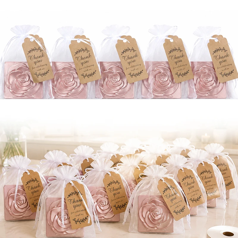 6-12Set Delicate Rose Mirror Gift Kit with Drawstring Bag Elegant Wedding Favors Bridal Shower Souvenirs Keepsake for Guests ZYF