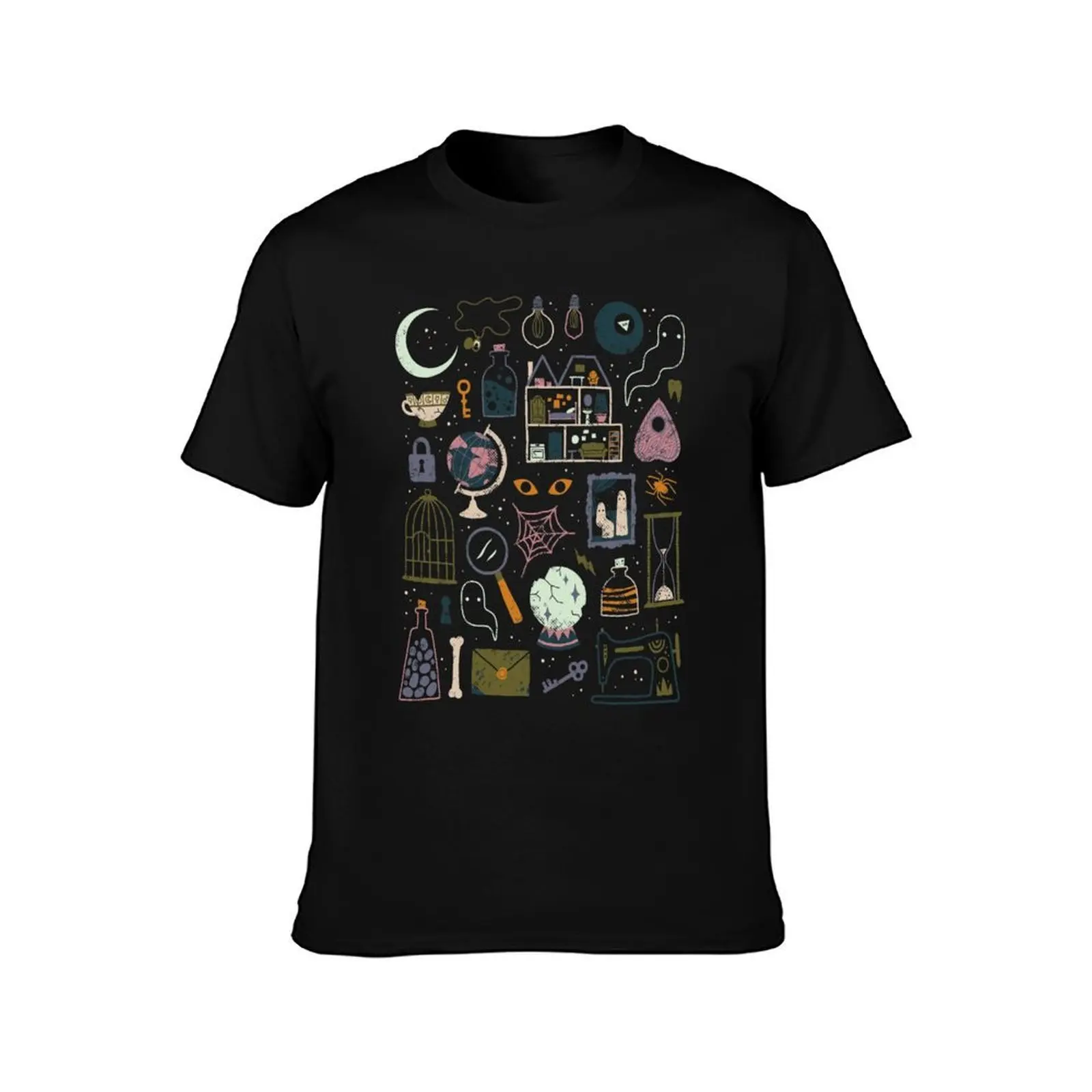 Haunted Attic T-Shirt, Summer Casual Cotton Tee, Oversized Streetwear Tops, Vintage Graphic Print, Loose Fit Short Sleeve