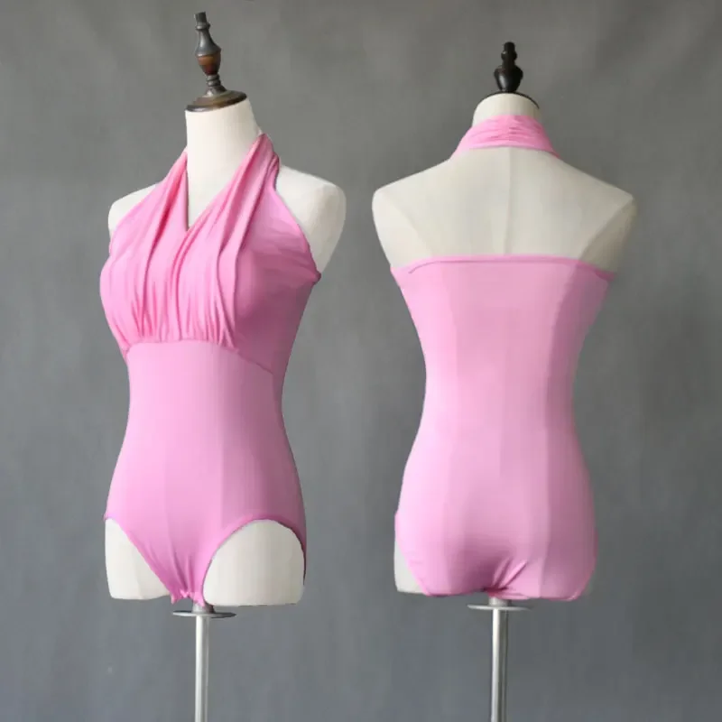 夏ラテンダンス V ネックトップ大人女性のセクシーな国家標準ダンス練習服ピンクホルターベルト胸パッドトップ 2025