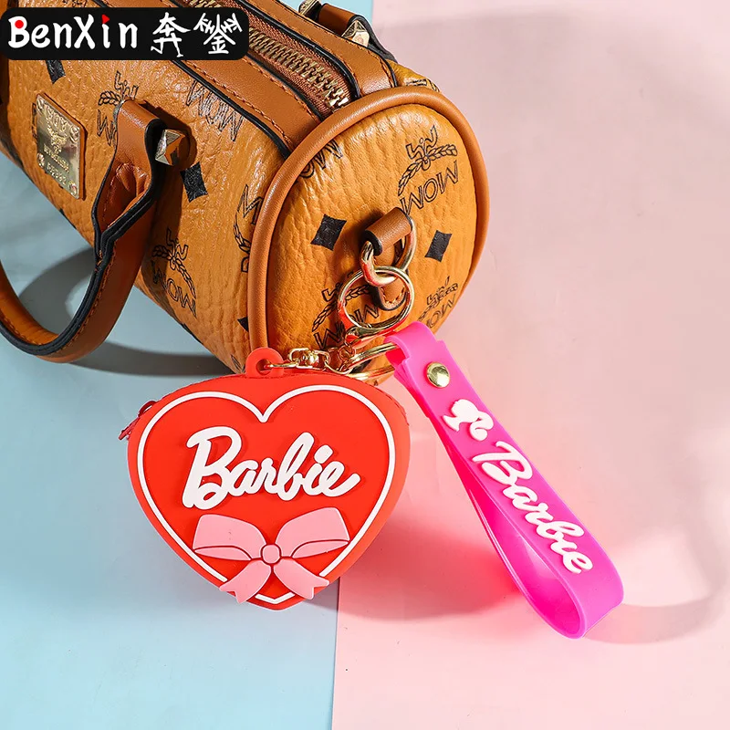 محفظة عملات معدنية على شكل قلب من مينسو كريتيف باربي، سلسلة مفاتيح، قلادة سيارة، حقيبة، سلسلة مفاتيح، قلادة، آلة مخلب