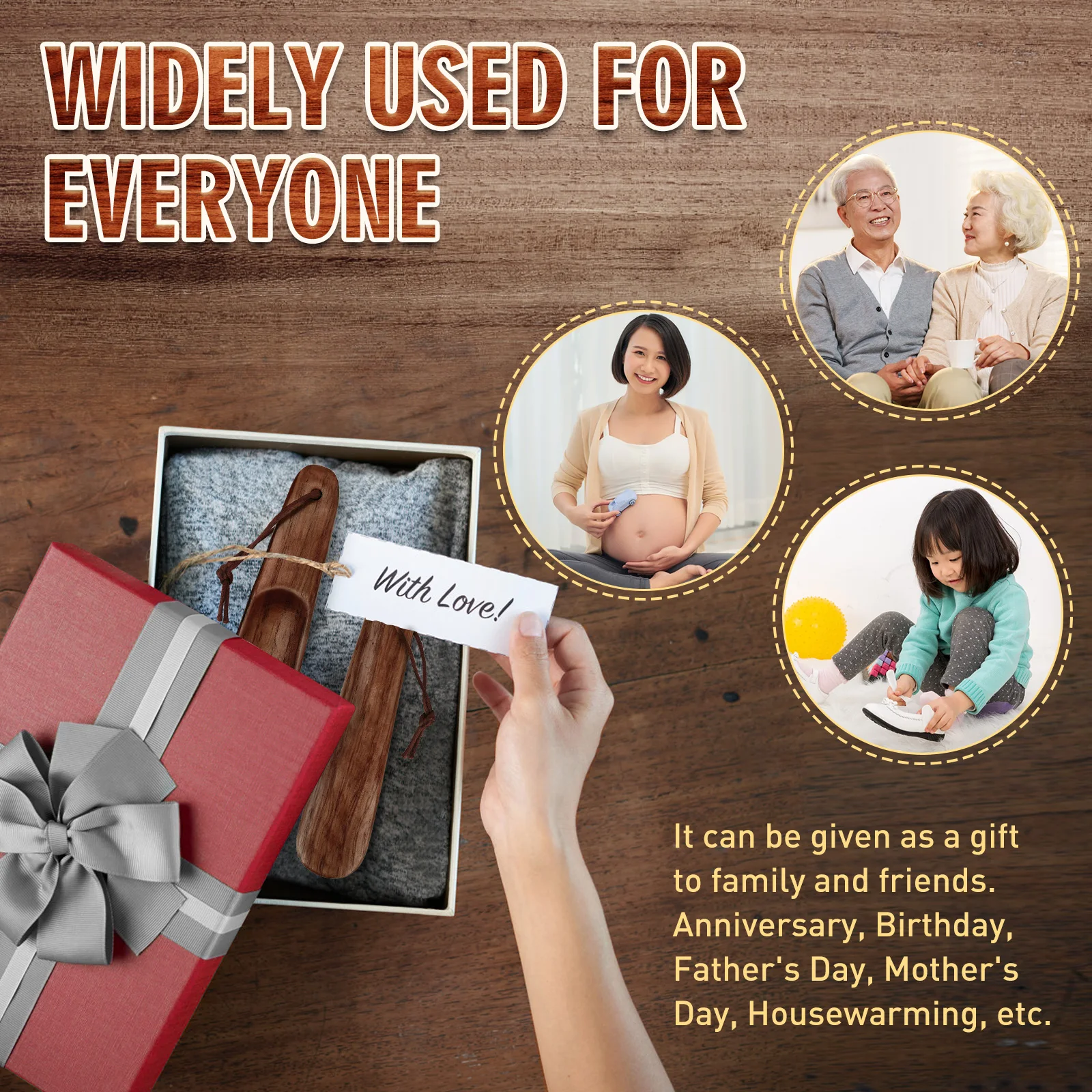 الخريف 16 سنتيمتر الخشب الصلب مقبض قصير الحذاء الطبيعي خشبية لبيسة حذاء المحمولة دائم مقبض الأحذية رافع حذاء للأطفال المسنين #6