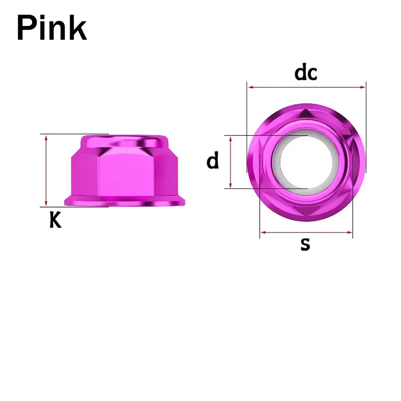 Aluminiumlegierung Flansch-Sicherungsmutter M2M2.5M3M4M5M6M8 Eloxierte Farbige Nylon-Einsatz Selbstsichernde Lockmuttern für RC FPV Racing Drohnen