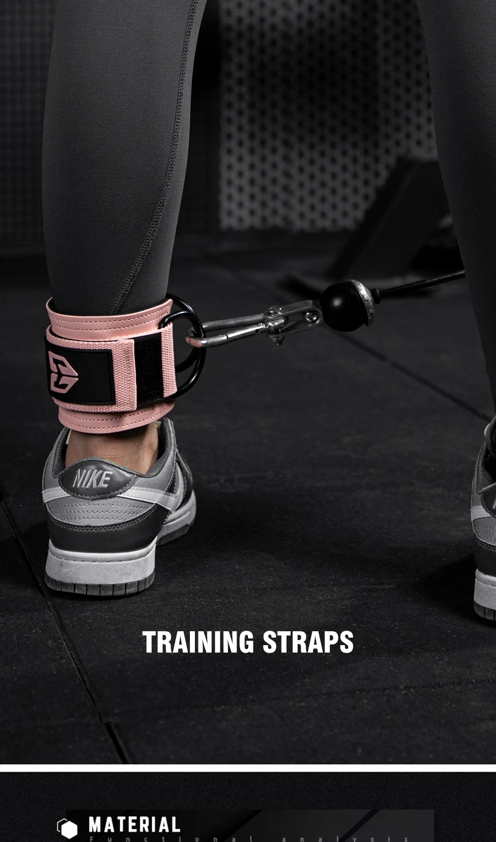 Verstellbare Handgelenksmanschetten, mit Neopren gepolsterte Riemen für Kabelmaschinen, resistentes Band, Krafttraining, Fitnessgeräte – Detail 1