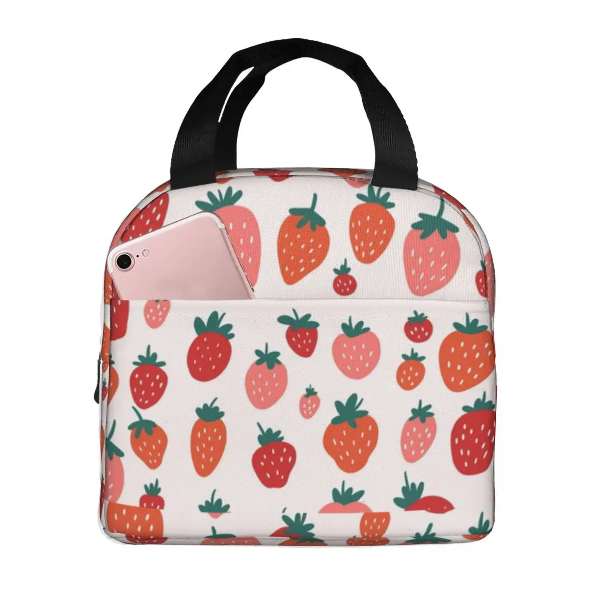 

Клубничный любовник Kawaii Розовые сумки для обеда Сумка-холодильник Контейнер для обеда Милая портативная сумка для обеда с фруктами Сумка для еды Студенческий пикник