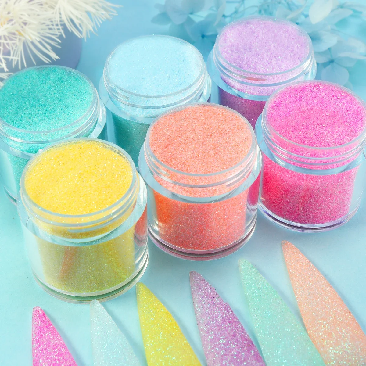 6 teile/satz bunte Zucker pulver Nagel Glitter glänzende feine Pigment Maniküre Zubehör Dekoration für Nail Art Stylist liefert