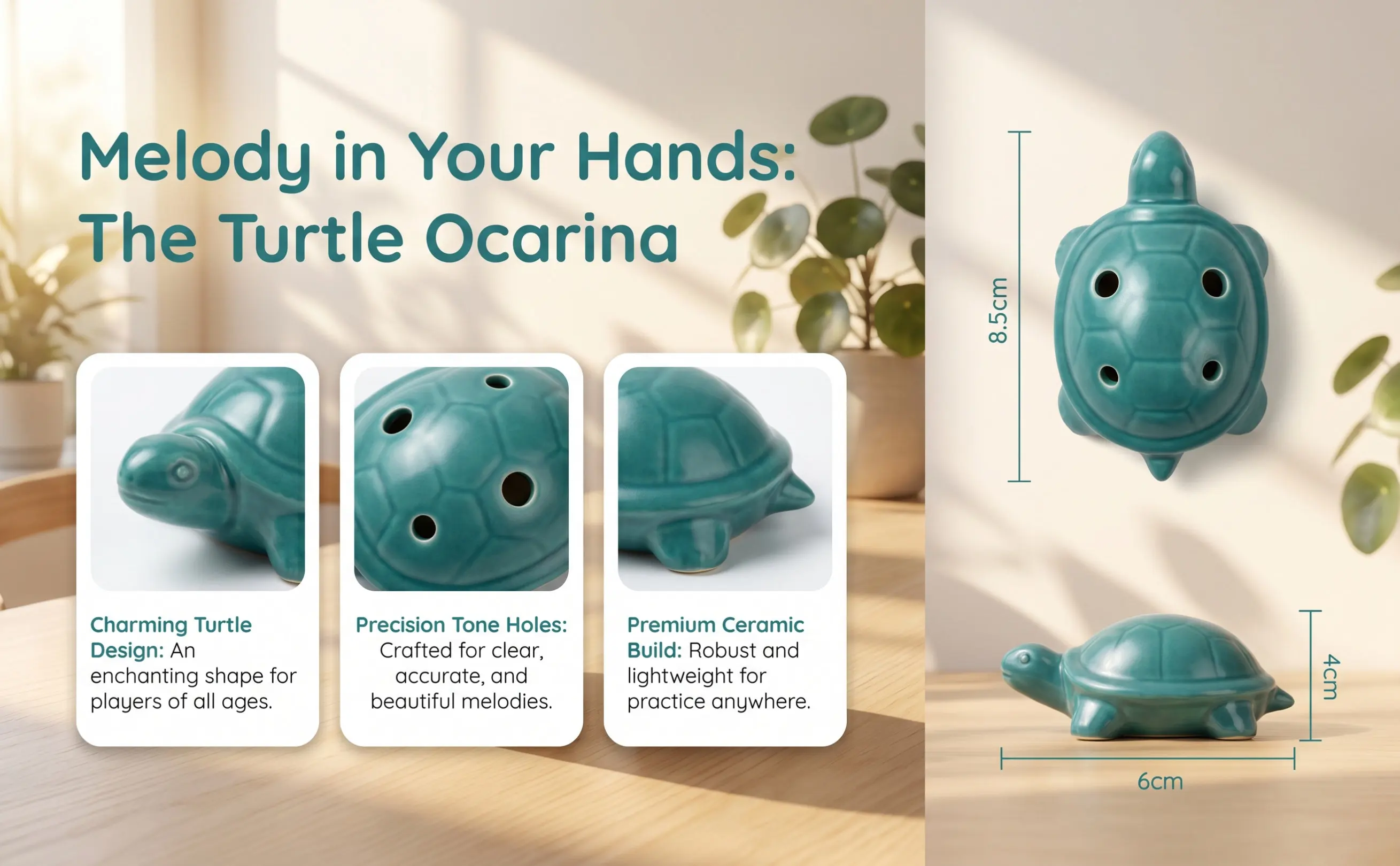 1Set White Porcelain Ocarina Flute Turtle Design Beginners Ocarina Portable Easy Play Smooth Surface Accurate Tone Holes