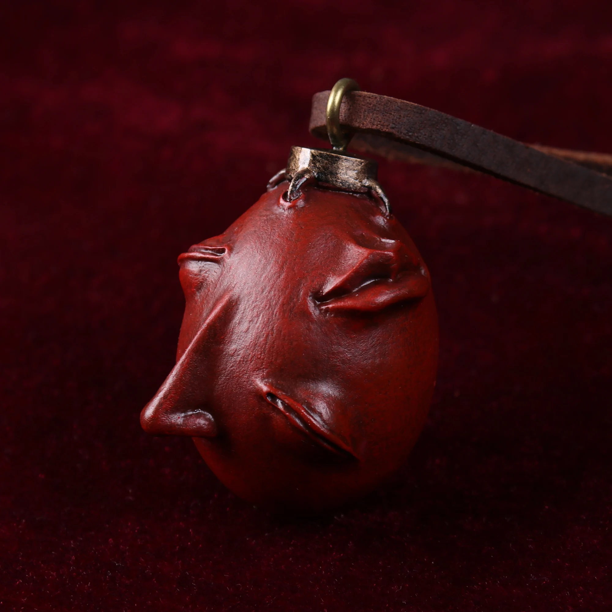 Vol.2 Dark Red Behelit Necklace Without Eyelid Egg of the king Pendant With Leather Rope Beherit Anniversary