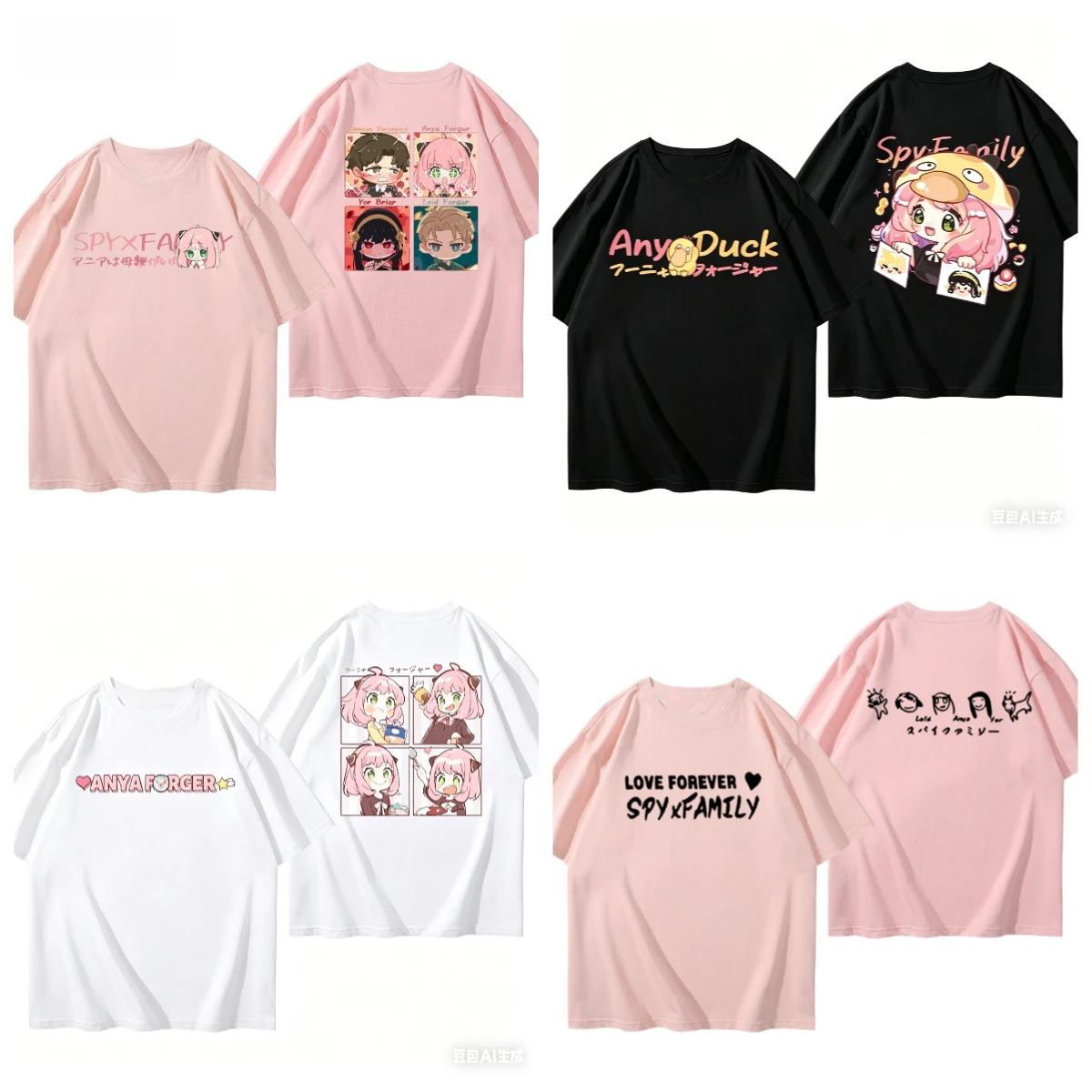 Adult Children Parent-child, Couple Harajuku Style Y2K Spy Play House Ania Art Style 3D Printed Short Sleeves