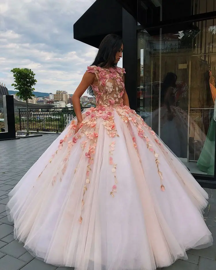 ToBeBridal-Vestidos florales 3D para Quinceañeras, traje De baile De encaje bordado De malla colorida, 2023, WQ9742