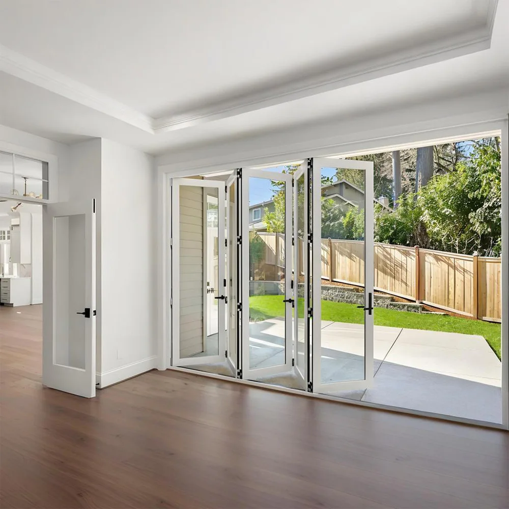 Sixinalu Folding Door Sliding Accordion Bi-Fold Front Exterior Interior Door Thermal Break Aluminum Double-glazed Home Custom