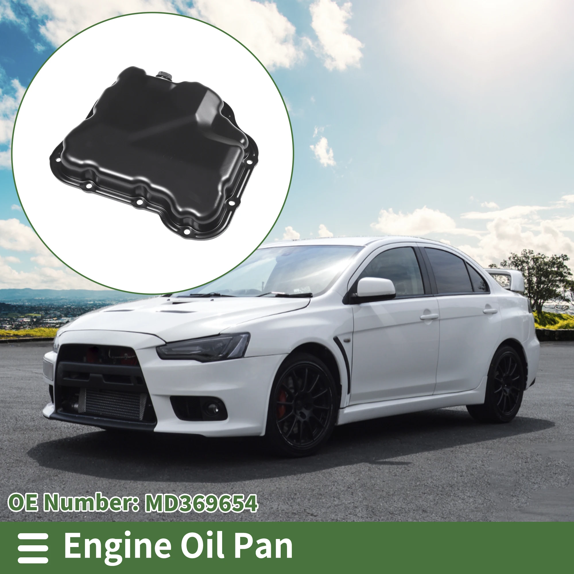 UXCELL No.MD369654 Engine Oil Pan Oil Pan Sump Transmission Oil Pan for Mitsubishi Lancer 2002-2007 Iron Black
