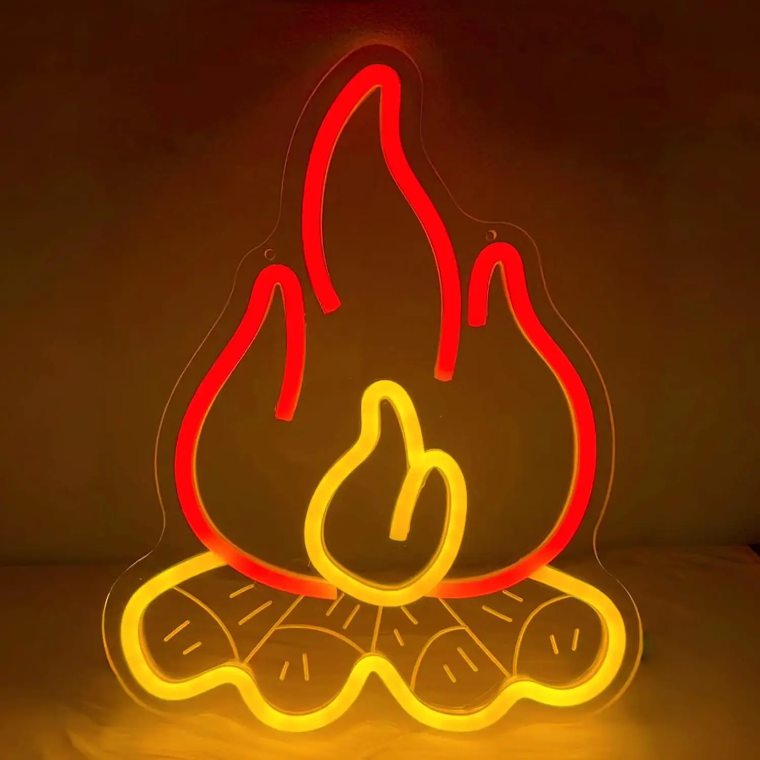 Campfire Flame LED Neon Sign USB Powered Neon Light For Camping Themed Bedroom Game Room Bar Cabin Party Decor Gift