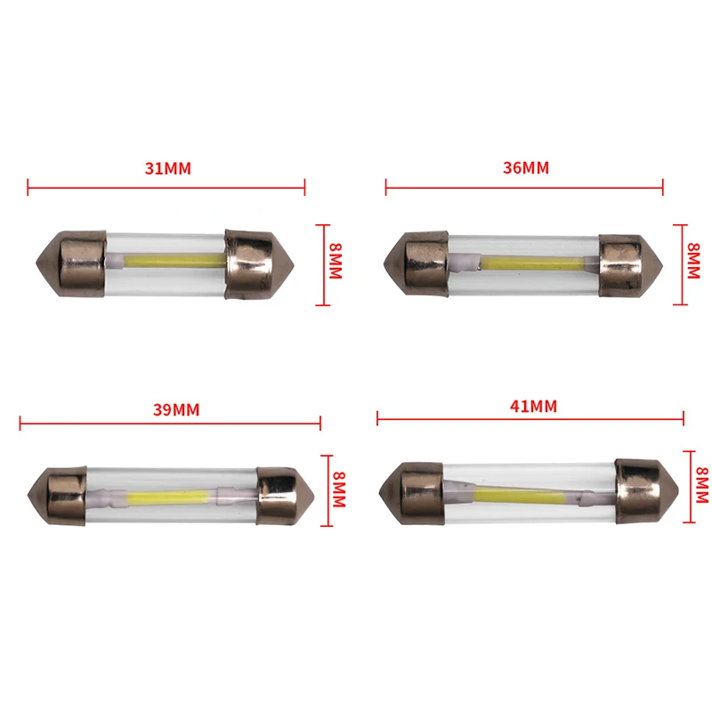 Bombillas de festón Led para Interior de maletero, lámpara de señal para puerta, luz de lectura blanca, 31MM, 36MM, 39MM, 41MM, C5W, C10W