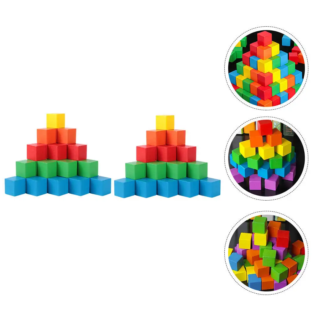 

40Pcs Children Cube Blocks Learning Early Educational Wooden Puzzle Plaything Color Recognition Building Set Cube Block