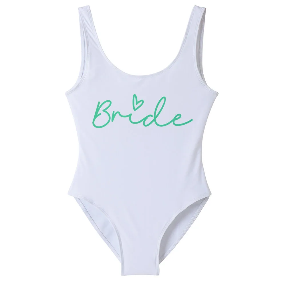 Traje de baño de una pieza con estampado verde para novia, traje de baño para mujer, traje de baño para despedida de soltera, ropa de baño de verano