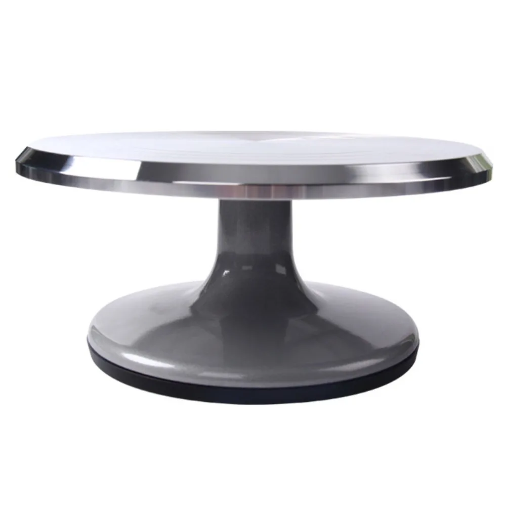 

Aluminum Alloy Cake Turntable 10inch Smooth Rotation Rotating Cake Stand Silicone Bottom Round Revolving Dessert Stand Pastries