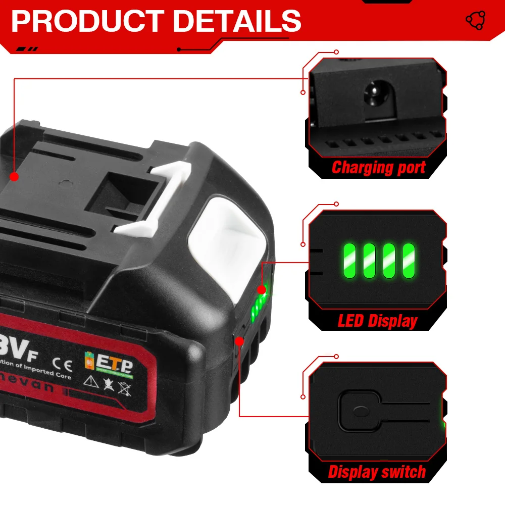 Batería de iones de litio recargable 588VF de 21V, batería de li-lon de 22900mah con indicador de batería para herramientas eléctricas Makita BL1850