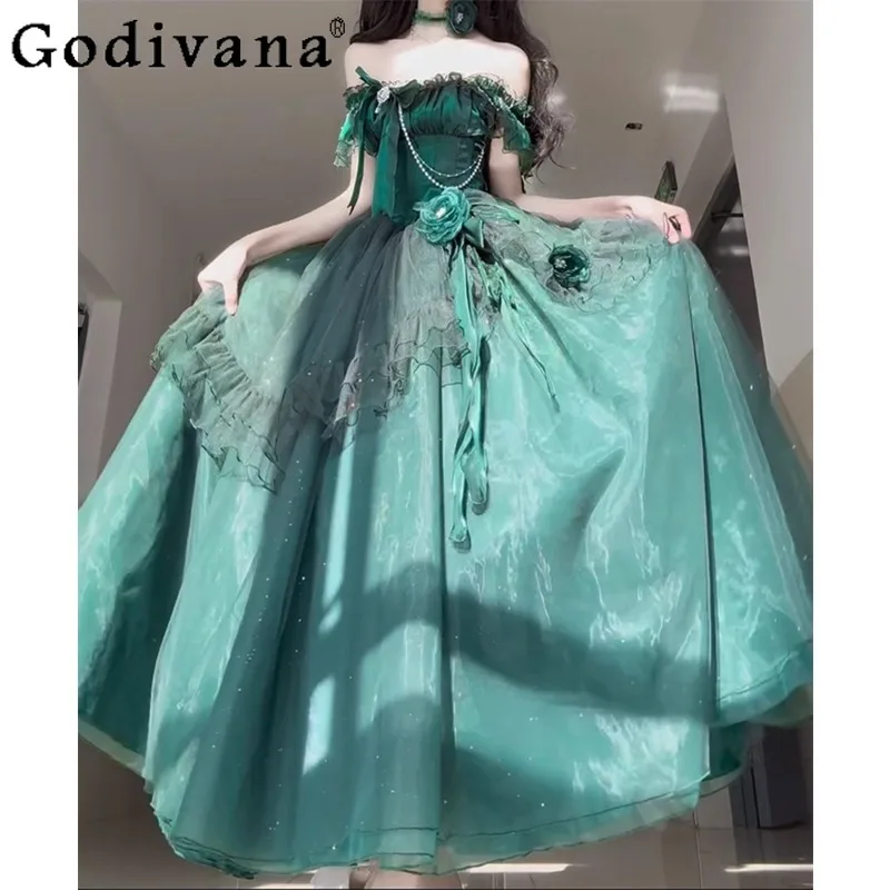 

Forest Style Lolita Evening Gown for Women High End Floral Wedding Princess Dress Female Birthday Grown Up Ceremony Dress
