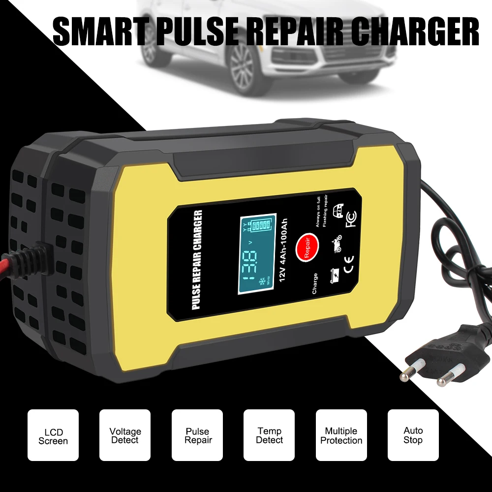 12V 6A Motorcycle Car Battery Chargers 110-220V US EU Plug Intelligent Pulse Repair For Lead Acid Batteries S1 Charger 12V/2A