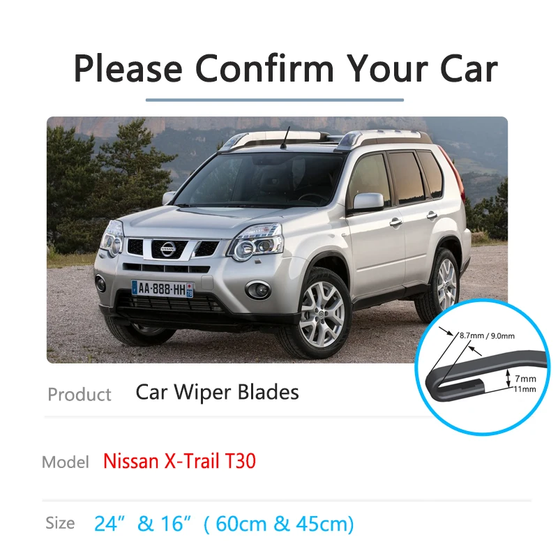 For Nissan XTrail X-Trail T31 2008 2009 2010 2011 2012 2013 Windshield Windscreen Car Accessories Washer Car Front Wiper Blades