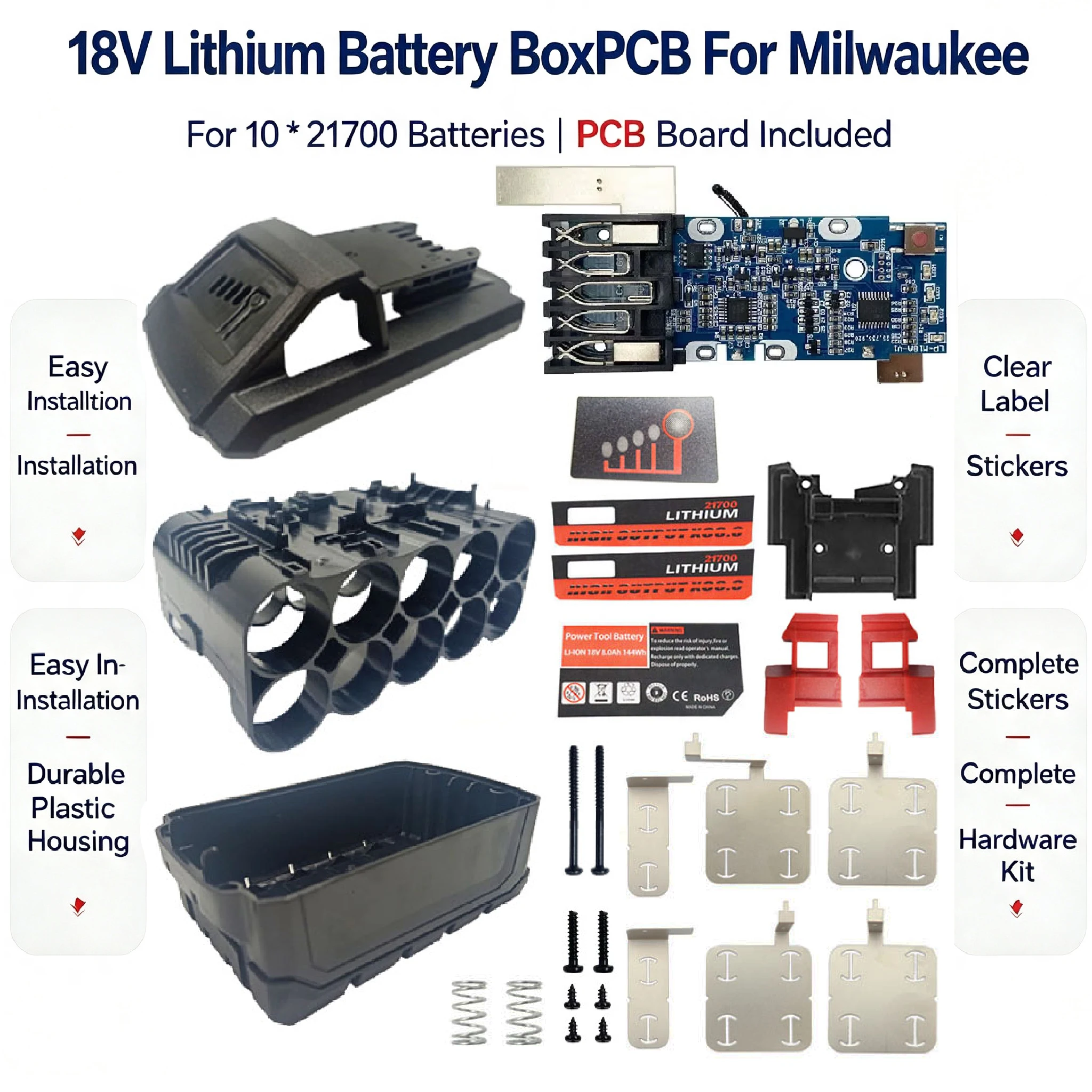 For M18 Lithium Battery 10*21700 Case Box BMS PCB Charging Protection Circuit Board For Milwaukee 18V Li-ion Batteries Housings