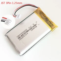 3.7V 2000mAh Lithium Polymer Li-Po Rechargeable Battery 103450  JST 1.25mm 3Pin plug For DVD PAD camera GPS Speaker laptop