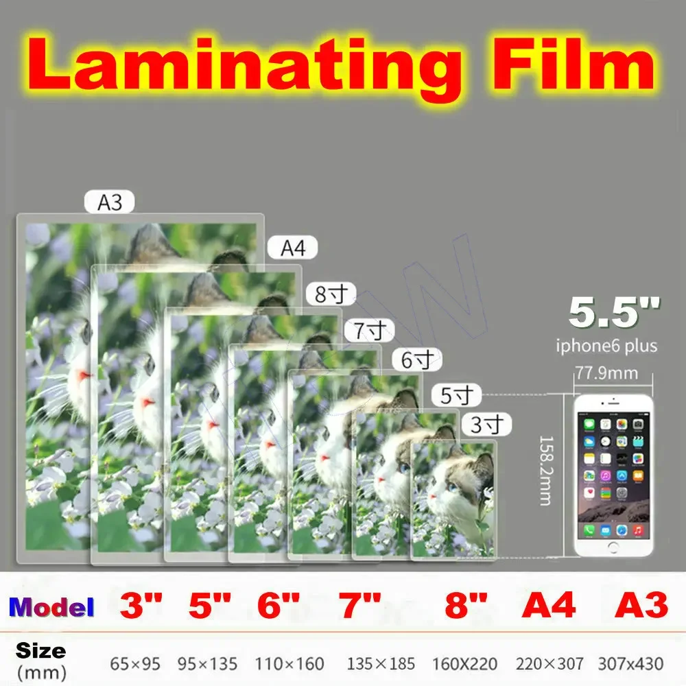 Laminator Pouches PET Film Photo Thermal Laminating Film Pet Eva Plastifieuse for Roll Laminator Plastic Plastificadora A5 A6 A4