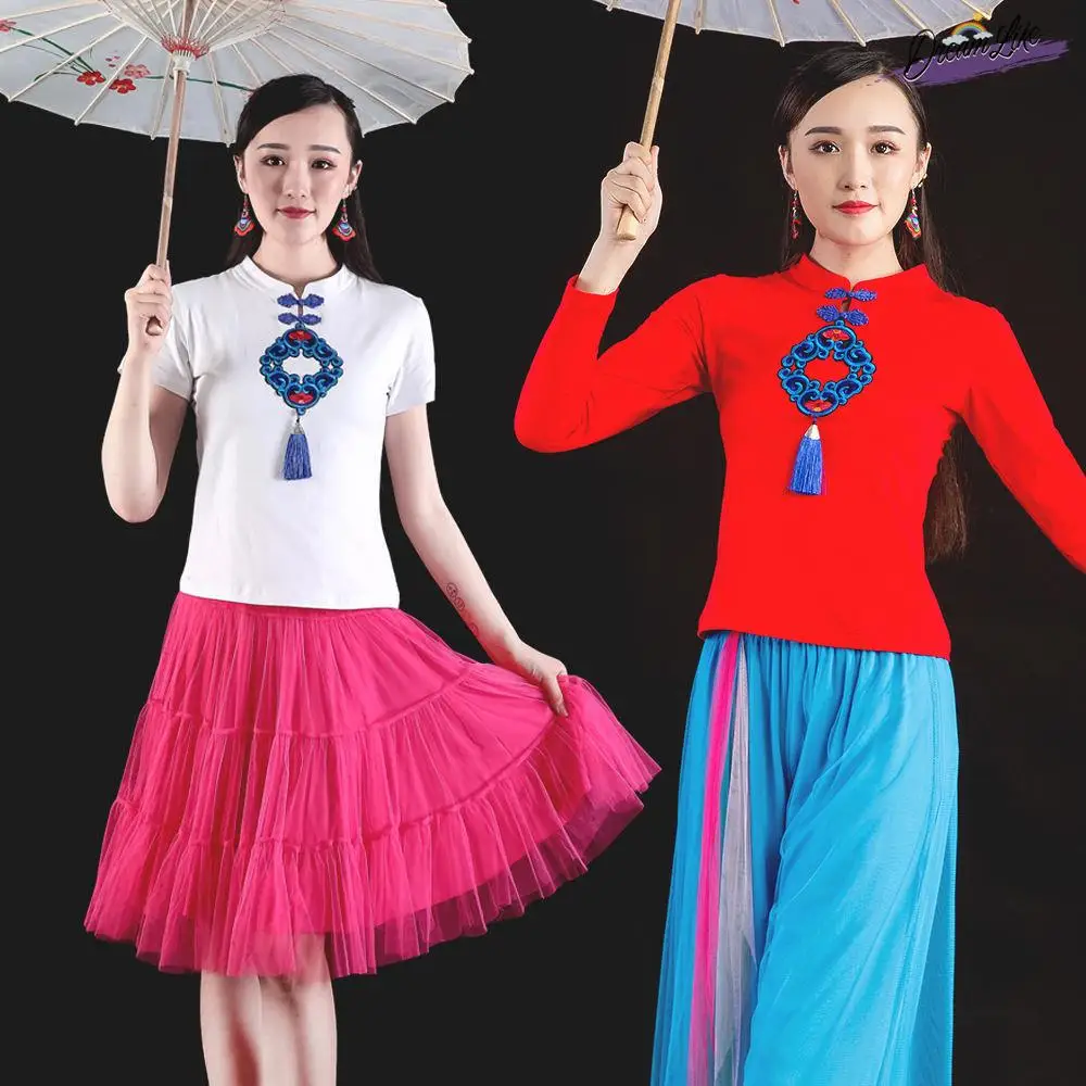 

Новая женская одежда для танцевальных коллективов среднего возраста, этнический костюм для выступлений, сезон весна-осень