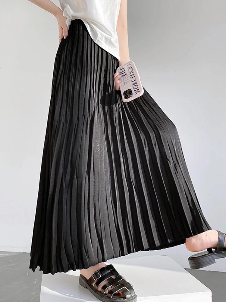 

Женская плиссированная юбка Ele Bla с высокой талией, А-силуэт, весна 2026, для повседневной носки, корейский стиль, стройнящая, с широким подолом