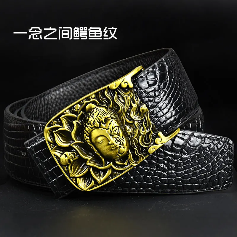 men\'s belt China Dragon Belt business casual High-quality crocodile pattern leather belt young men\'s fashion Luxury jeans belt