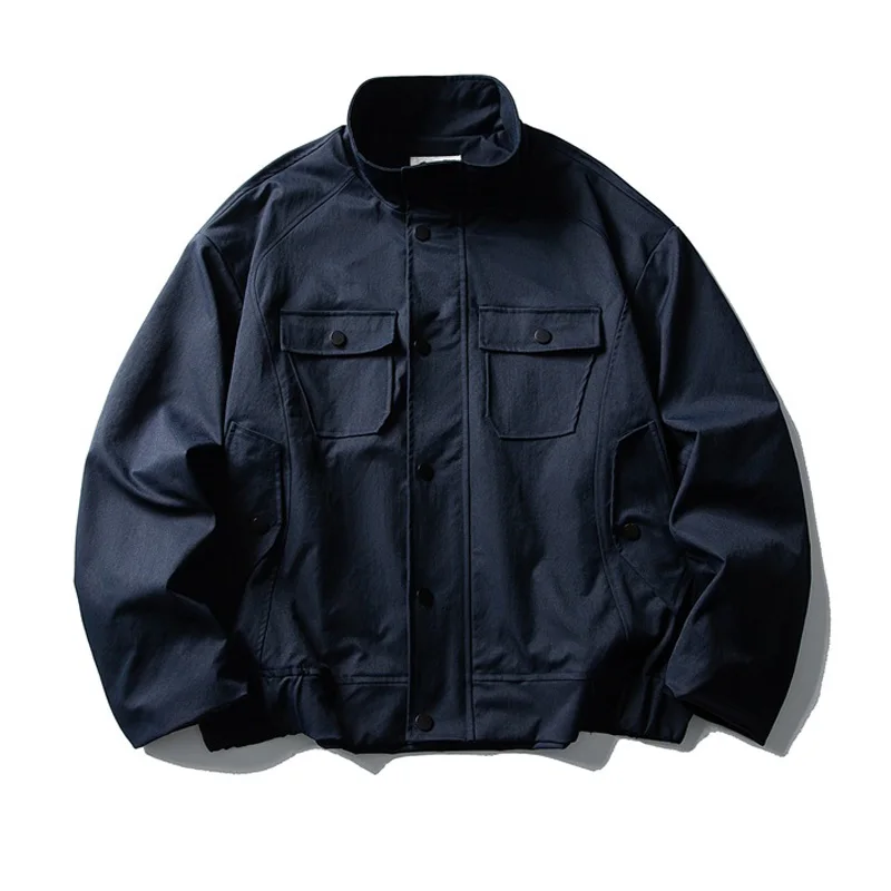 

Stand Collar Outdoor Techwear Cargo Jacket Men Spring Autumn Streetwear Loose Casual Varsity Jacket Coat Outerwear