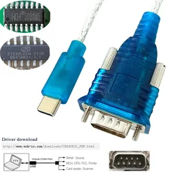 Laptop ATM POS Cellular Mobile Tablet ARM SBC Type C RS232 Interface Adapter Cable USB C to 9P Serial Printer Cable US232C