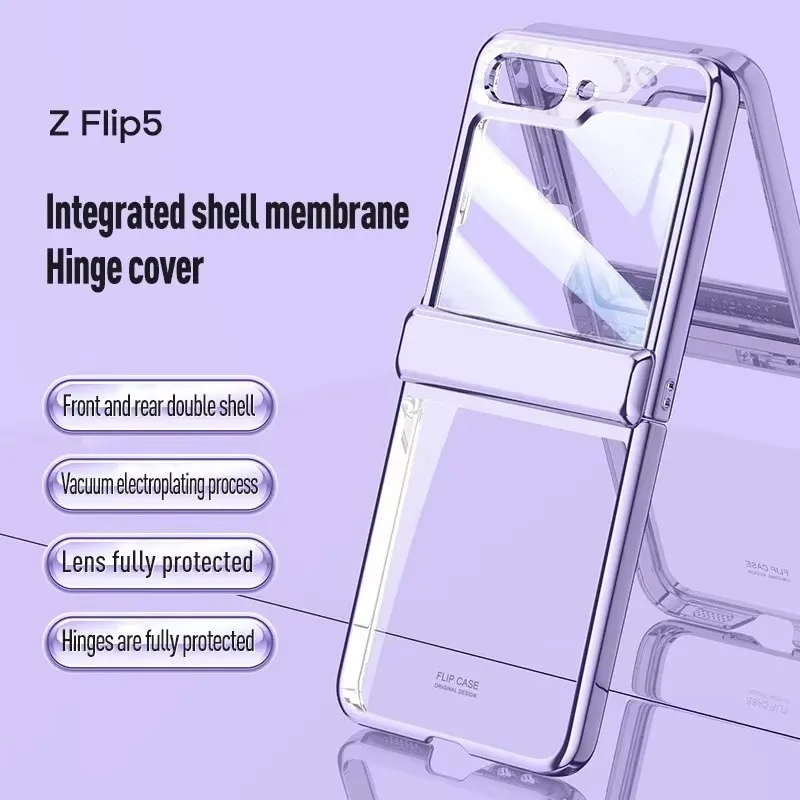 

Case With Mirror Film All Inclusive Shockproof Hard Cover For Samsung Galaxy Z Flip 6 5 Transparent Folding Hinge case