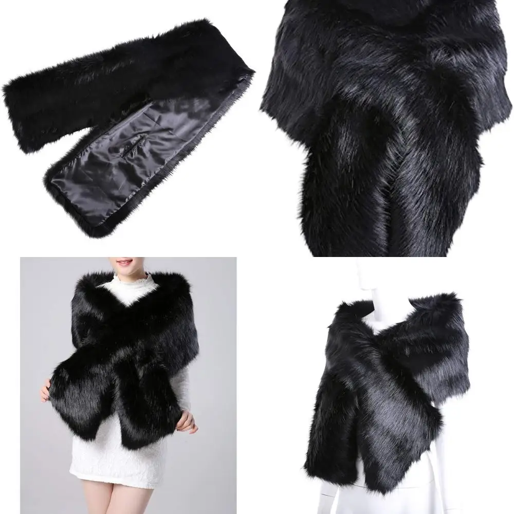 

Зимняя свадебная шаль из искусственного меха - длинное мягкое болеро для свадебного накидки