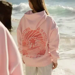 pink palm puff hoodie embroidered oversize cotton graphic hoodies sweatshirt drop shoulder high street wear drop shipping