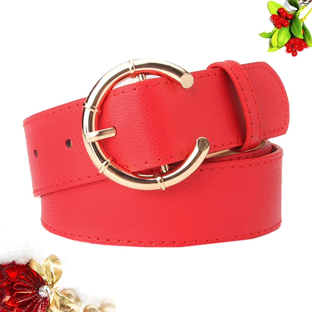 

1pc 106Cm Long 3.4Cm Wide Pu Belt For Women Solid Waistband Round Pin Buckle Girdle Wide Waist Belt Stylish Decorative