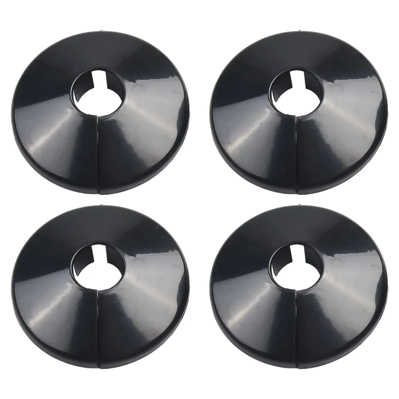 ラジエーターパイプカバースリーブ、15mmカラーカット、バスルームに適合、クローム、ブラック、プラスチック、装飾、蛇口アクセサリー、8個