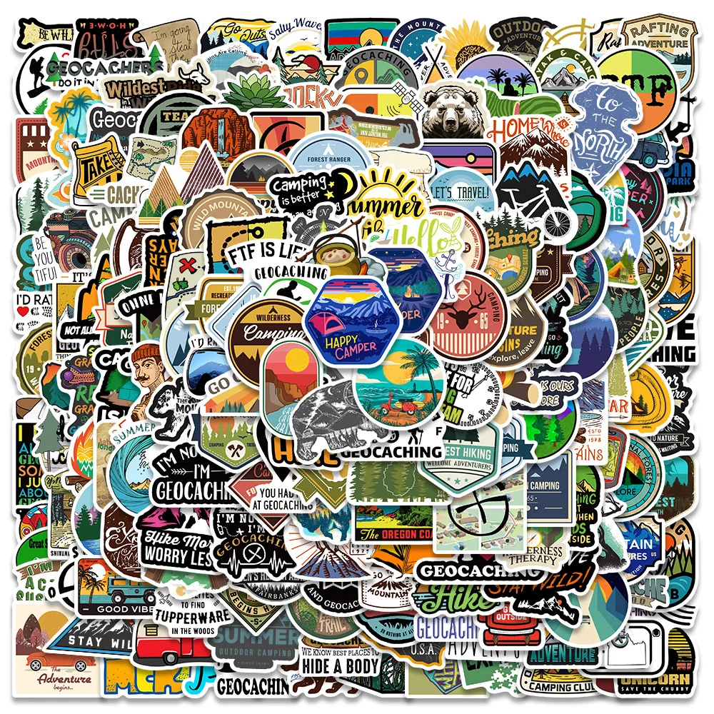 

200PCS Outdoor Camping Stickers, Suitcases, Skateboards, Computers, Guitars, DIY Stickers