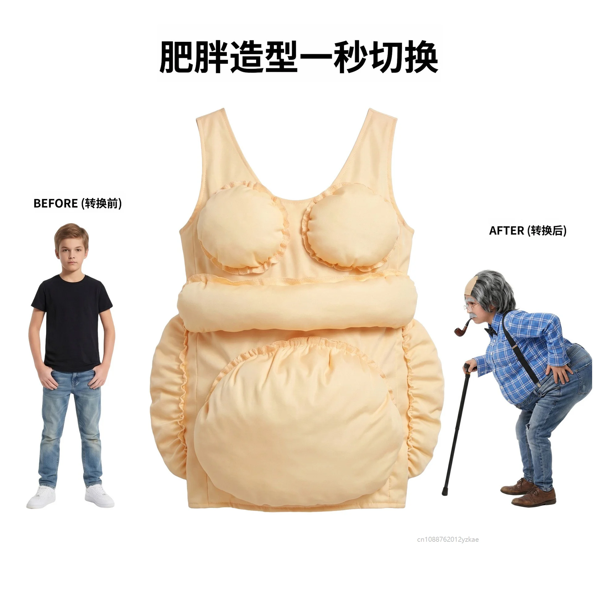 

Adult Enfant Fake Big Belly Old Man Cosplay Costume Halloween Funny Elderly Role Play Fancy Dress Outfit Carnival Party Suits