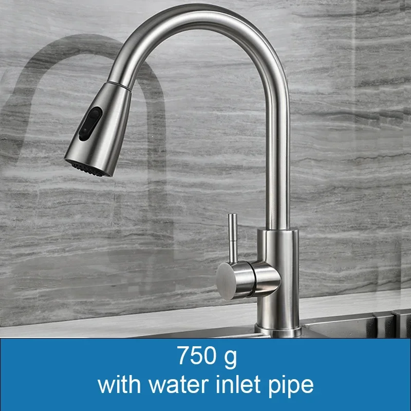 Imagem -05 - Gegve-stainless Steel Kitchen Faucet Misturador de Água Quente e Fria Fácil Puxar para Baixo Torneiras Rotativas Torneiras Pulverizador 304