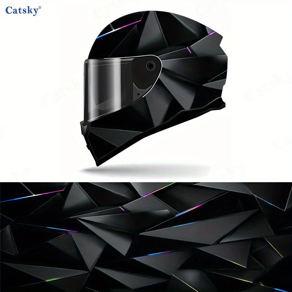 

Black triangle PVC material self-adhesive waterproof motorcycle helmet sticker, paste firmly and do not fall, waterproof and wea